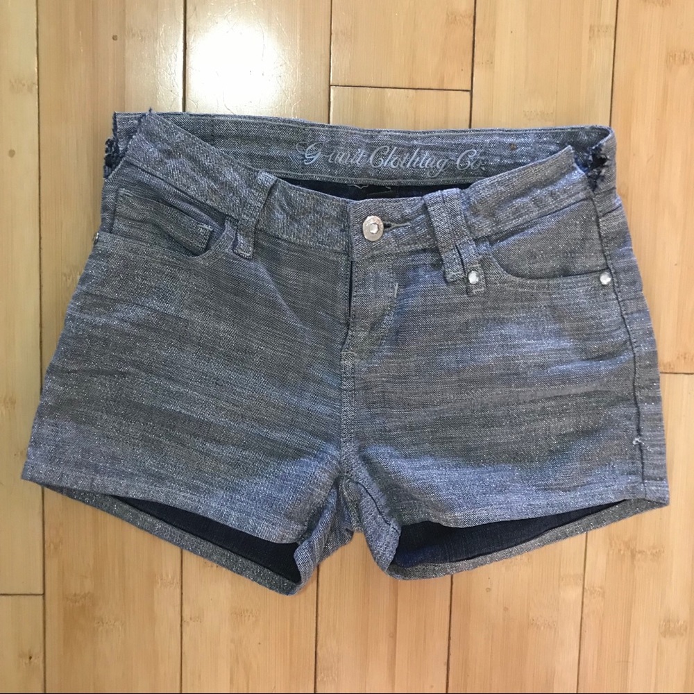 Sparkly silver blue Cobalt shorts by G-unit